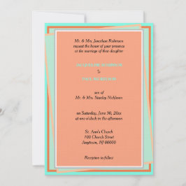 Invitación Geométrico Cantaloupe Turquoise