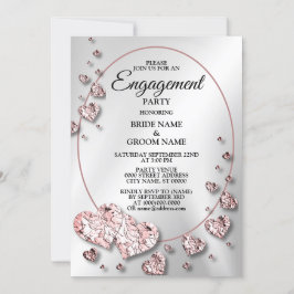 Invitación Geométrico de corazones brillantes rosados de la p