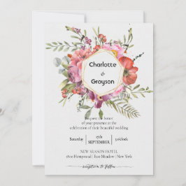 Invitación Geométrico de oro | Boda Violet Floral Bouquet