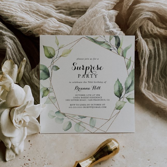 Invitación Geométrico Elegante Fiesta de Sorpresa de Verdor d (Subido por el creador)