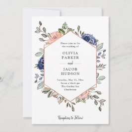 Invitación Geométrico floral de Rubor y Marina | Boda