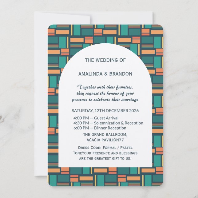 Invitación Geométrico Moderno (Reverso)