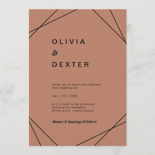 Invitación Geométrico moderno   Boda Casual de Cobre