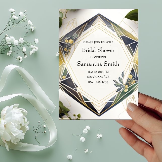 Invitación Geométrico moderno con flores pequeñas ducha de no (Subido por el creador)