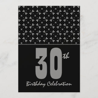 Invitación Geométrico negro y plateado Fiesta de cumpleaños n