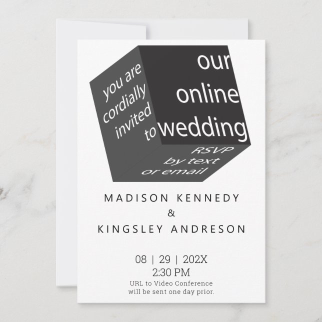 Invitación Geométrico New High Tech Épico Cubo Negro ONLINE (Anverso)