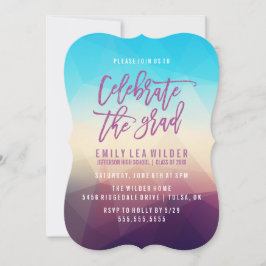 Invitación Geométrico púrpura | Partido de Graduación