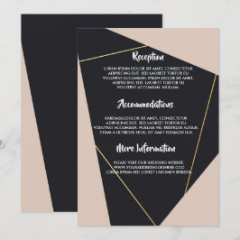 Invitación Geométrico rosa negro y oro