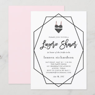Invitación Geométrico rosa y blanco de Rubor   Lingerie Showe