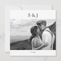 Geométrico Square Black & White Photo 2 Boda