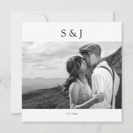 Invitación Geométrico Square Black & White Photo 2 Boda