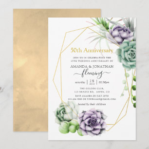 Invitación Geométrico Suculento 50 Aniversario de Boda