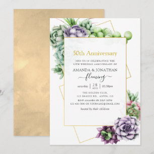 Invitación Geométrico suculento 50 aniversario de bodas
