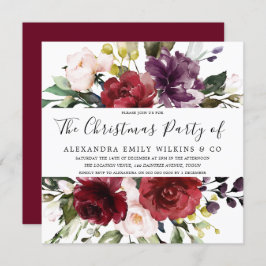 Invitación Georgeous Watercolor Floral Office Navidades Fiest