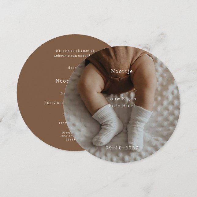 Invitación Gepersonaliseerd Geboortekaartje Met Eigen Foto. (Anverso / Reverso)