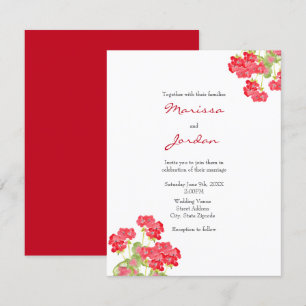 Invitación Geranios de color rojo 2