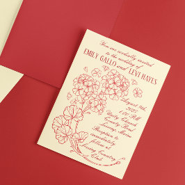 Invitación Geranios rojos en Boda pekinés