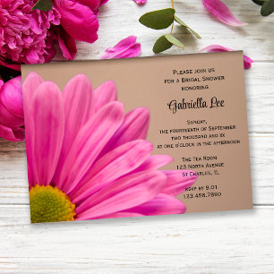 Invitación Gerber Daisy rosado en ducha de novia tan