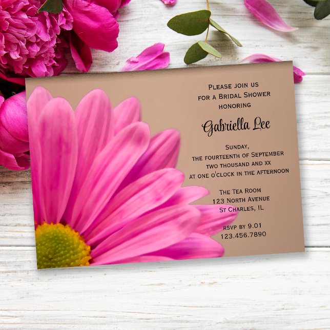 Invitación Gerber Daisy rosado en ducha de novia tan (Subido por el creador)