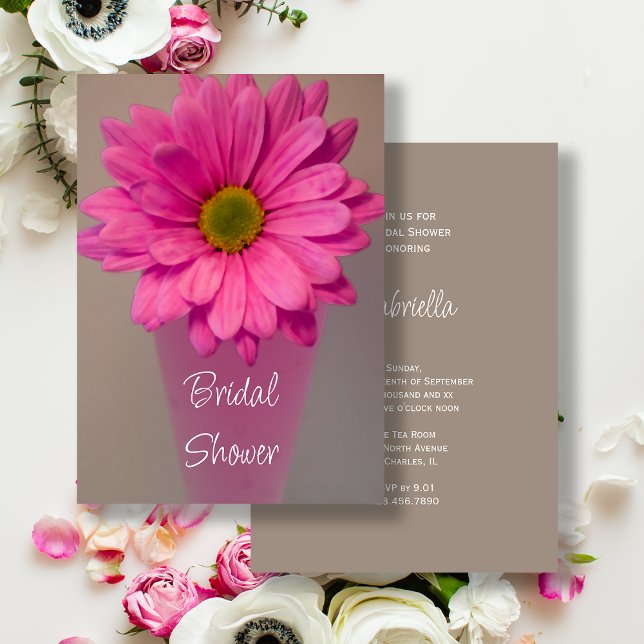 Invitación Gerber Daisy rosado en la ducha de novias de Vase (Subido por el creador)