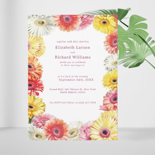 Invitación Gerbera Boda de acuarela de color floral