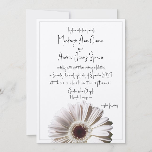 Invitación Gerbera Daisy Boda (Anverso)