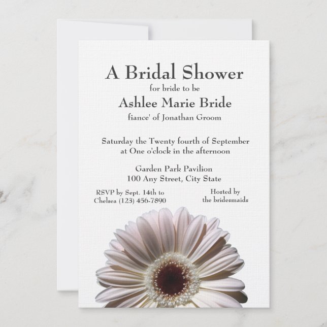 Invitación Gerbera Daisy Bridal Shower (Anverso)