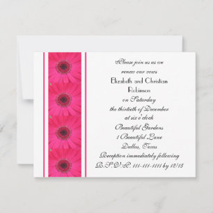 Invitación Gerbera Daisy rosa caliente en renovación de votos