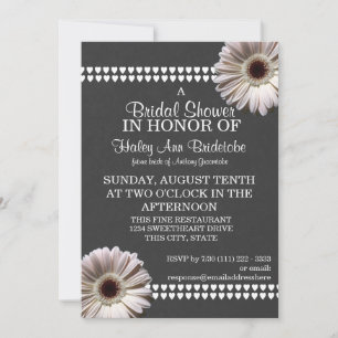 Invitación Gerbera Daisy y Slate Gray Bridal Shower