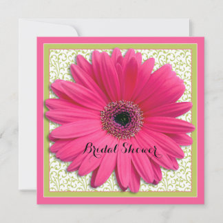 Invitación Gérbera verde rosa Daisy Square Bridal Shower