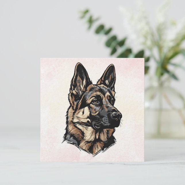 Invitación German Shepherd Art (Anverso de pie)