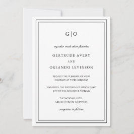 Invitación Gertrude Boda elegante clásica blanca y negra