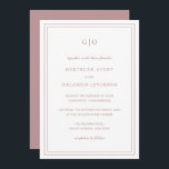 Invitación Gertrude Dusty Rosa Classic Elegant Wedding<br><div class="desc">Invitación a una boda polvorienta rosa de estilo clásico con un diseño sencillo y mínimo, con su monograma en la parte superior y sus detalles de evento rodeados de un borde doble. Los tipos de letra alternan entre y el guión elegante, un serif tradicional y sans serif minimalistas. Esta invitación...</div>