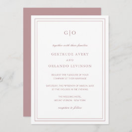 Invitación Gertrude Dusty Rosa Classic Elegant Wedding