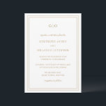 Invitación Gertrude Gold Classic Elegant Wedding<br><div class="desc">Invitación a una boda de oro de estilo clásico con un diseño sencillo y mínimo, con su monograma en la parte superior y sus detalles del evento rodeados de un borde doble. Los tipos de letra alternan entre y el guión elegante, un serif tradicional y sans serif minimalistas. Esta invitación...</div>