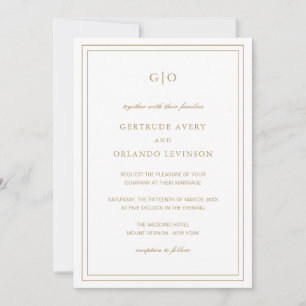 Invitación Gertrude Gold Classic Elegant Wedding