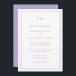 Invitación Gertrude Lavender Classic Elegant Wedding<br><div class="desc">Invitación a una boda de lavanda morada de estilo clásico con un diseño sencillo y mínimo con su monograma en la parte superior y sus detalles de evento rodeados de un borde doble. Los tipos de letra alternan entre y el guión elegante, un serif tradicional y sans serif minimalistas. Esta...</div>