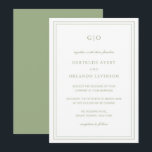 Invitación Gertrude Sage Green Classic Elegant Wedding<br><div class="desc">Invitación a una boda verde sabio de estilo clásico con un diseño sencillo y mínimo, con su monograma en la parte superior y sus detalles del evento rodeados de un borde doble. Los tipos de letra alternan entre y el guión elegante, un serif tradicional y sans serif minimalistas. Esta invitación...</div>
