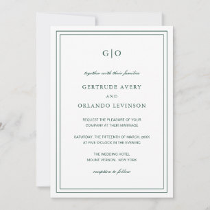 Invitación Gertude Emerald Green Clásico Elegante Boda