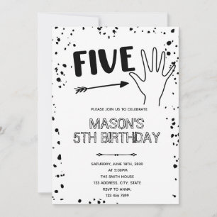 Invitación Gesto de mano en blanco y negro cumpleaños 5
