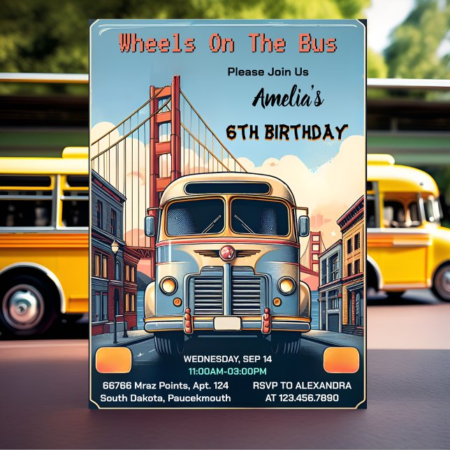 Invitación Get Boy Cute Chica Tour City Fiesta Bus 6º cumplea (Subido por el creador)
