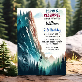 Invitación Get Boy Tree Fun Cliff Rock Climbing 21st Birthday
