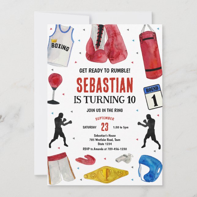Invitación Get Ready To Rumble Boxing Birthday Invitation (Anverso)