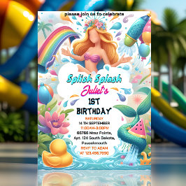 Invitación Get Water Park Guay Summer splash pad 1º cumpleaño
