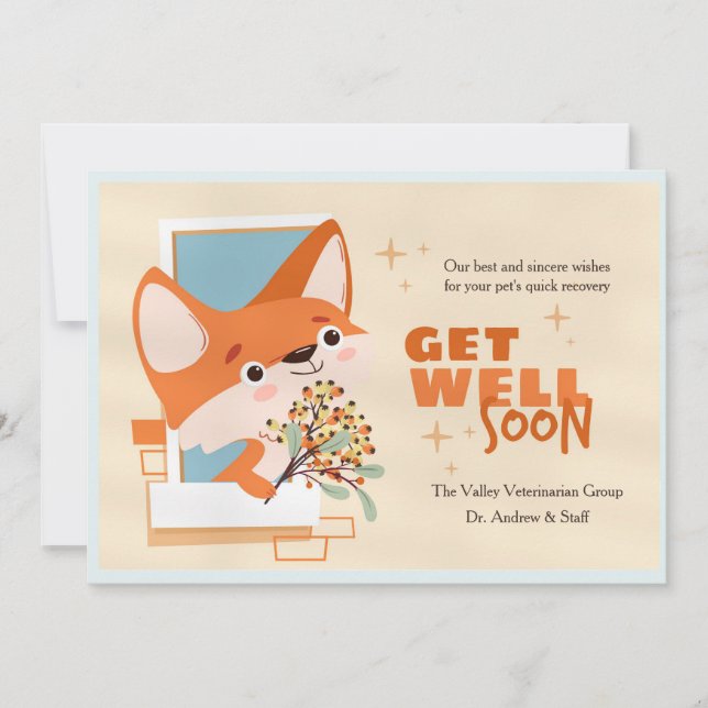 Invitación Get Well Soon Little Fox Card (Anverso)