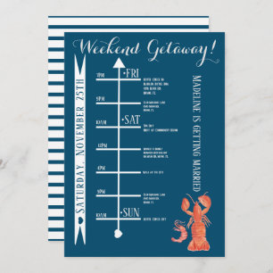 Invitación Getaway Watercolor Lobster Bachelorette Weekend