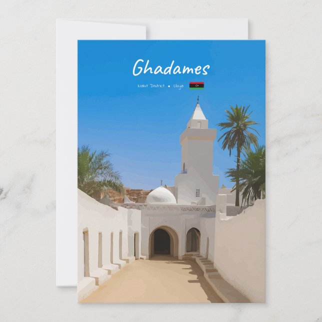 Invitación Ghadames, Libia - Mezquita Blanca (Anverso)