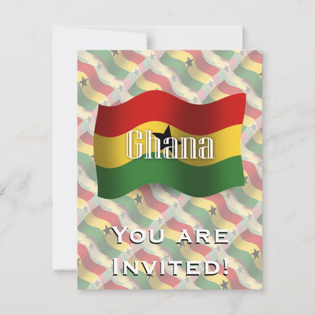 Invitación Ghana ondeando bandera (Anverso)