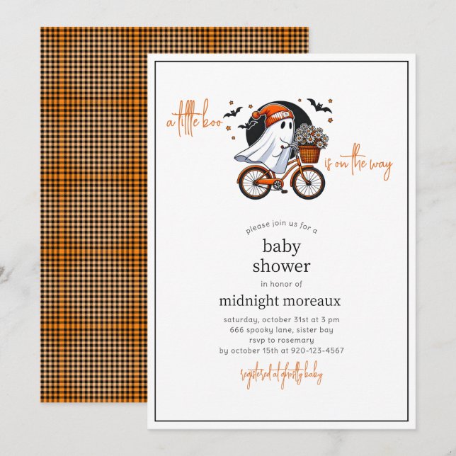 Invitación Ghost A Little Boo Halloween Baby Shower (Anverso / Reverso)