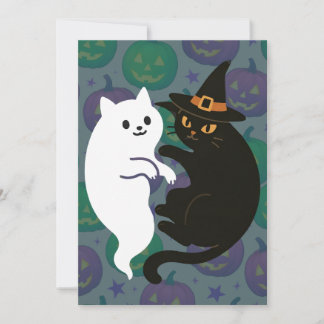 Invitación Ghost and Witch Cat Duo